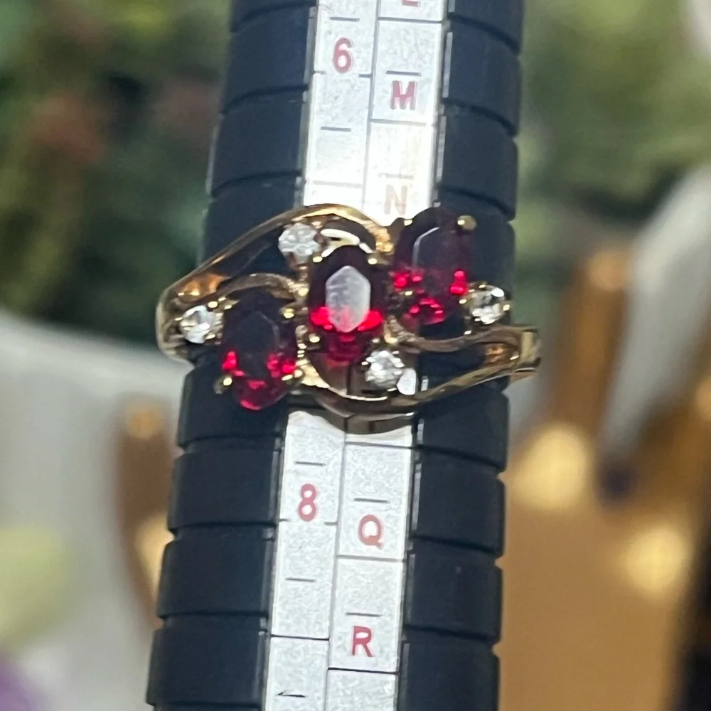 Triple Red Ruby Cocktail Ring